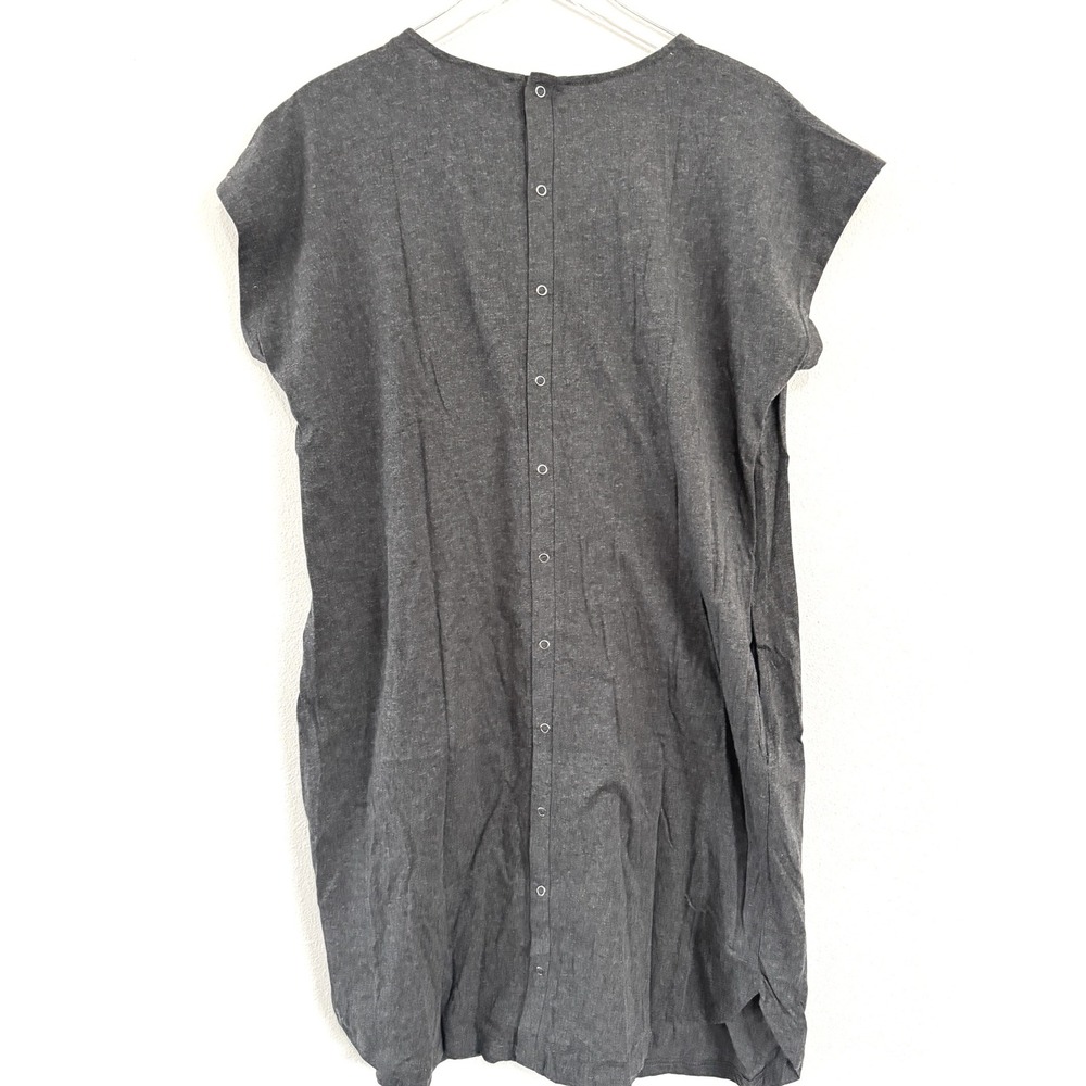 Seraphine | Organic Cotton Maternity & Nursing Labor Gown - Button-Down Grey - Picture 4 of 5
